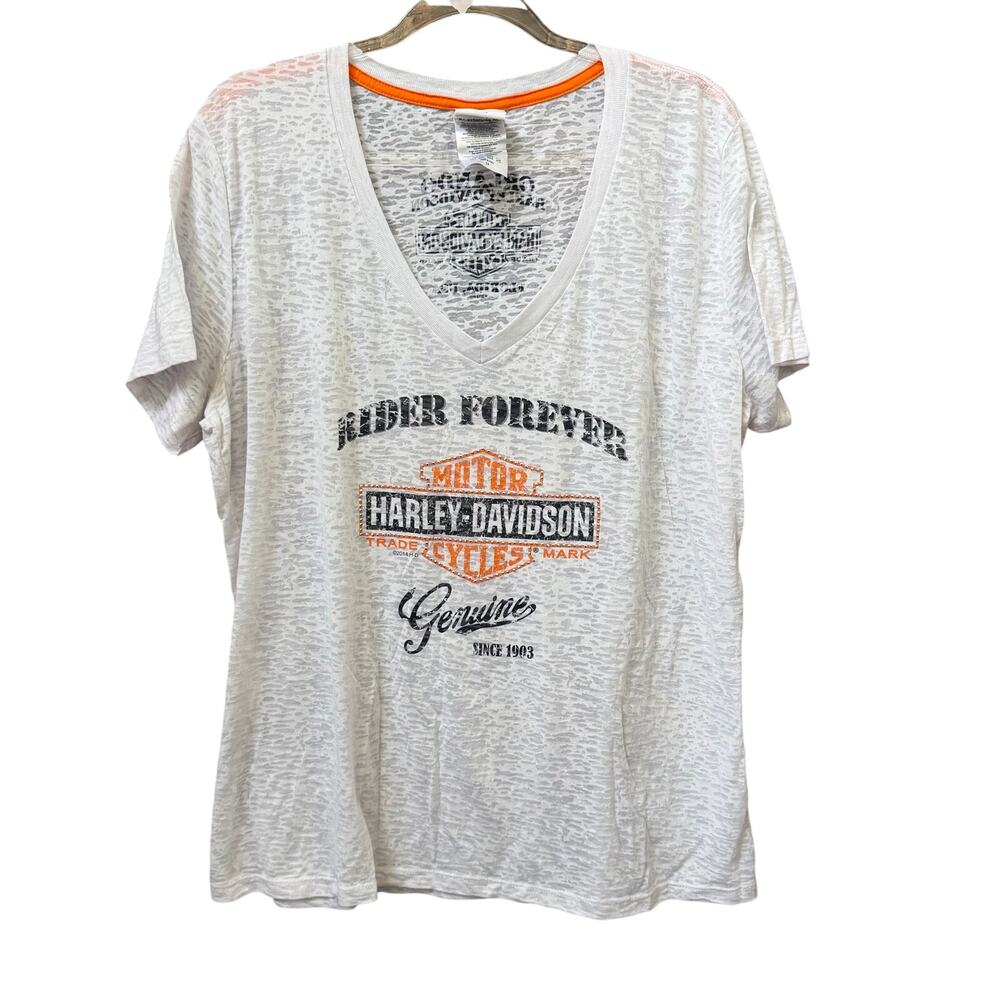 Harley Davidson Womens 3X Tissue Tee V-Neck Biker Orlando Logo T-Shirt